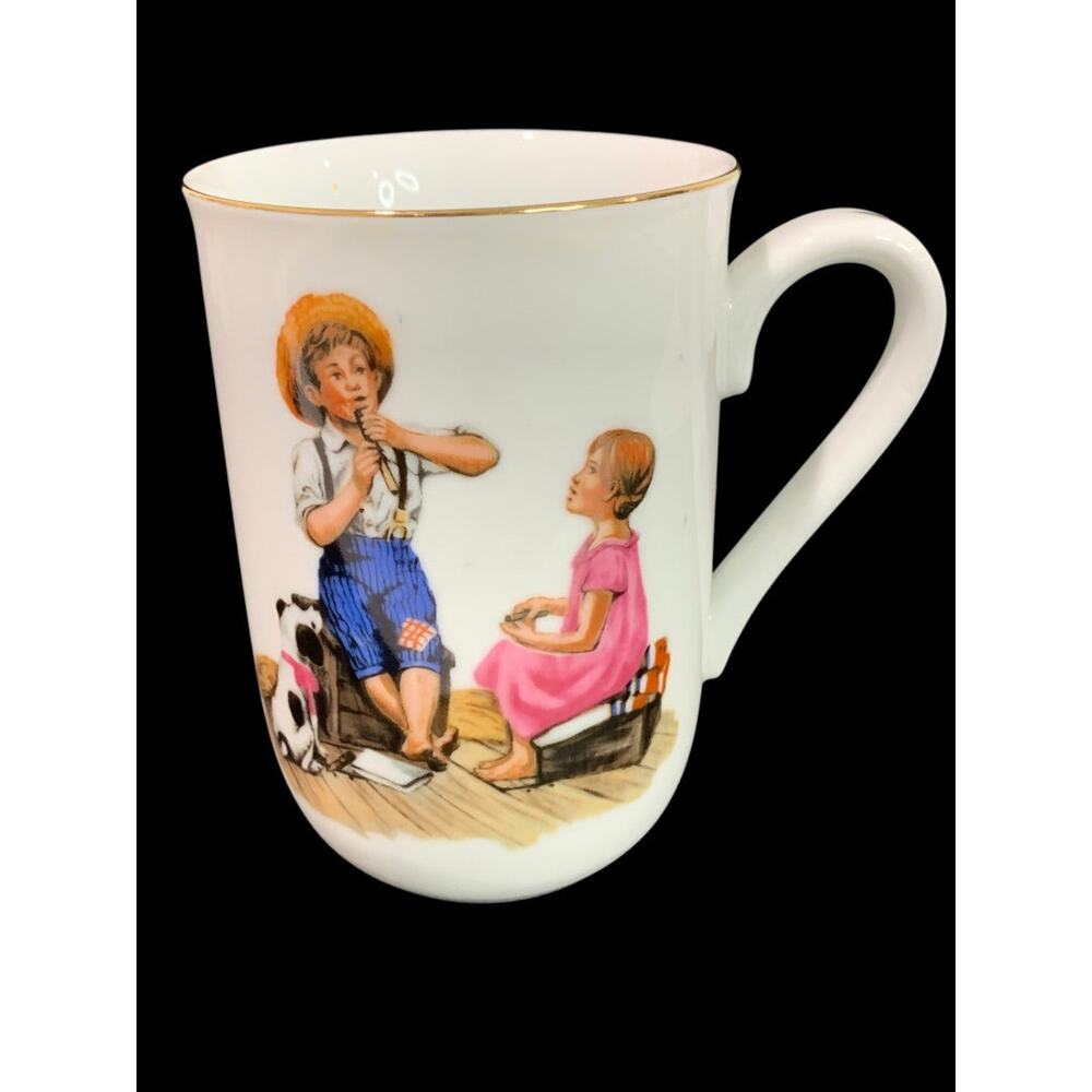 1986 Norman Rockwell Museum Collections Mug Gold Trim "Music Master"